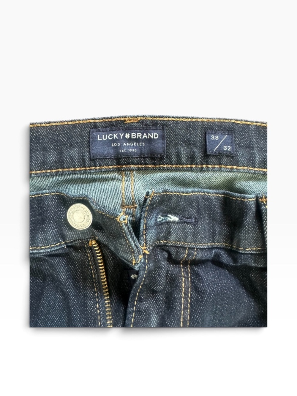 Lucky Brand 410 Athletic Straight Stretch Jeans Men Size 38x32 Dark Wash Denim - Picture 3 of 3